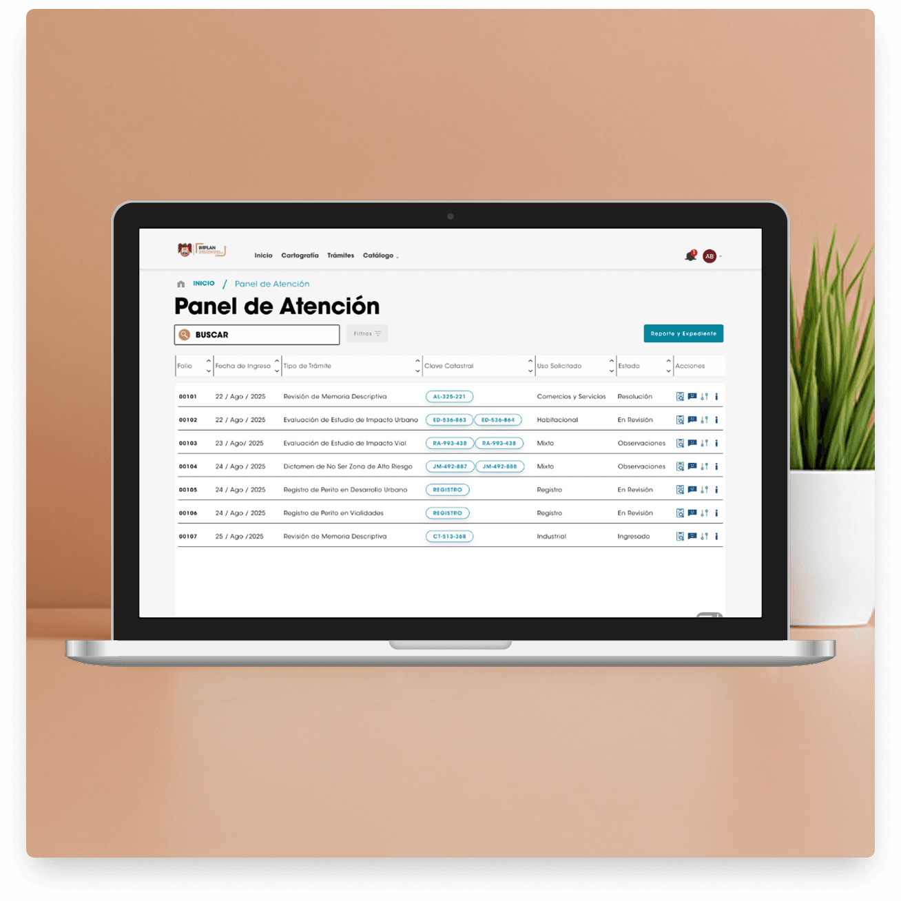 Urban development dashboard interface